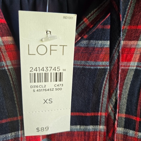 LOFT Red and Blue Plaid Dress NWT - Picture 3 of 6